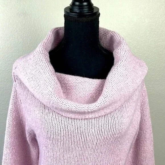 Anthropologie Cashmere Wool Sweater Cowl Neck Oversize Pastel Lilac Turtleneck S - Picture 2 of 9